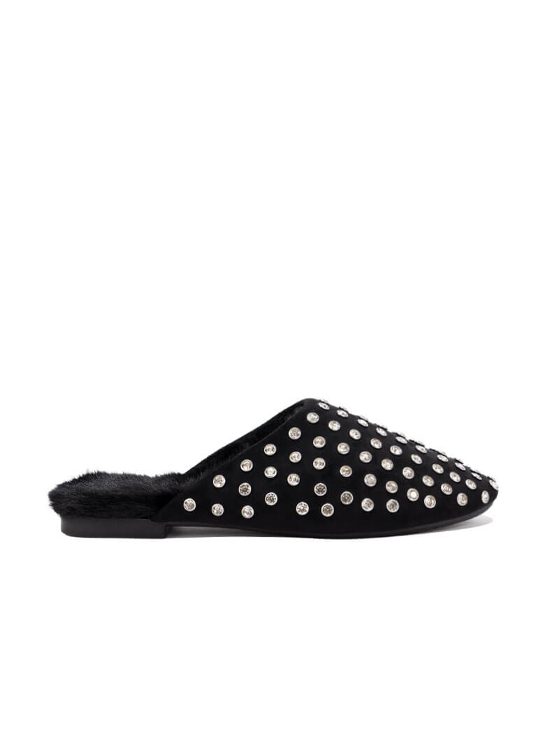 Mules plates à strass